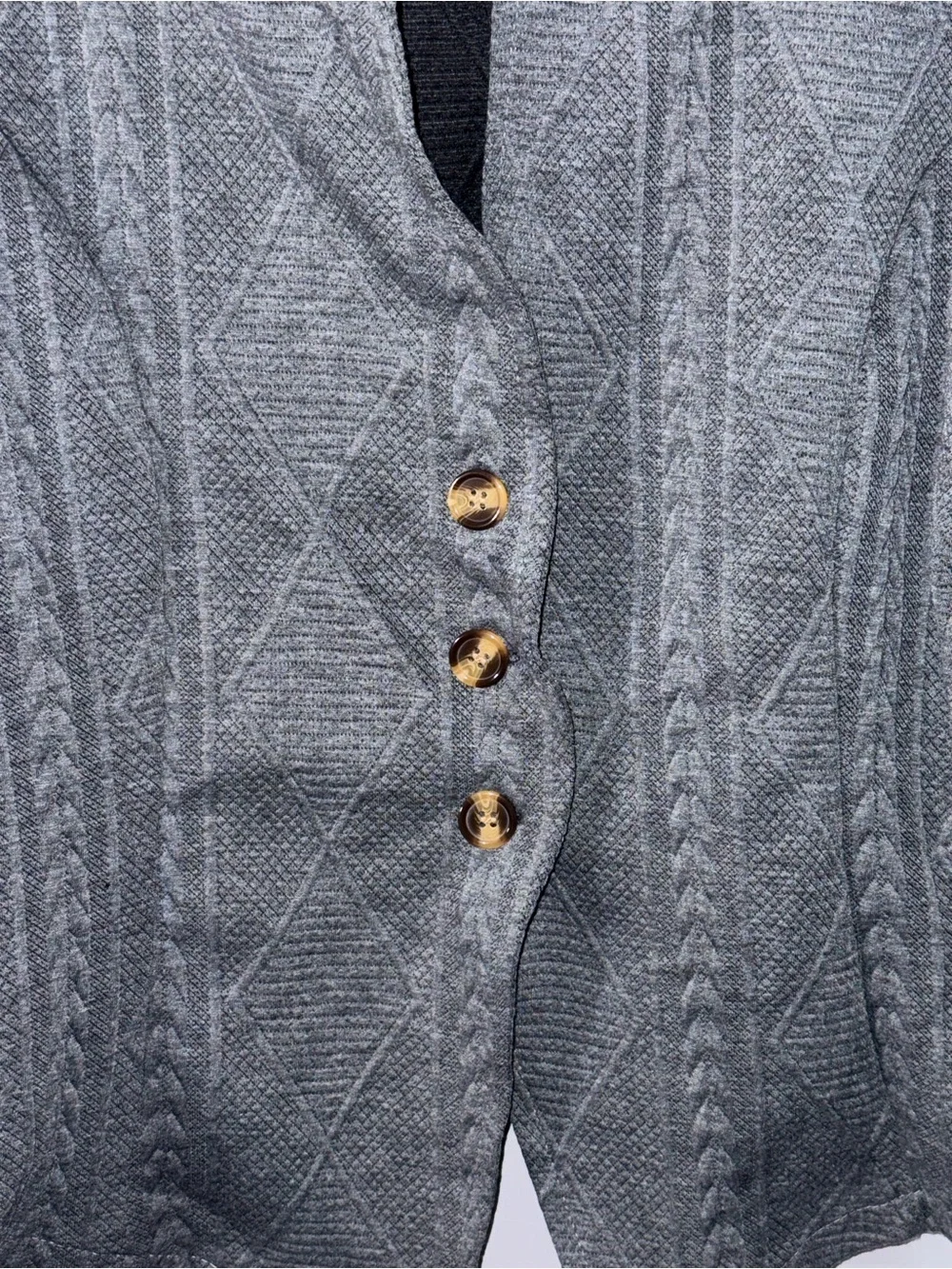 Women's Gray Textured Button-Front Jacket